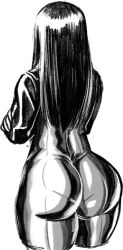 1girls ass ass_focus big_ass big_butt black_hair bubble_ass bubble_butt clothed clothing female_focus female_only gutsbro14 latex long_hair monochrome motorcycle_suit please_don't_bully_me,_nagatoro president_(nagatoro) revealing_clothes sana_sunomiya simple_background sketch solo white_background