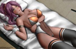 1girls alternate_version_available baileymcpatty big_breasts bleach breasts cleavage dark-skinned_female dark_skin female female_only fully_clothed leotard revealing_clothes shihouin_yoruichi solo stockings thighhighs thighs tight_clothing