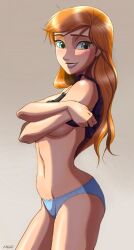 1girls anna_(frozen) disney disney_princess female_only frozen_(film) lewd mego_yang panties shirt_lift solo tank_top tank_top_lift underwear undressing yang_mego