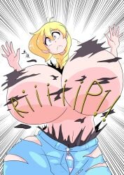 2022 alternate_version_available big_breasts breast_expansion bursting_breasts cassie_(theycallhimcake) comic huge_breasts tagme torn_clothes tsuchihara_