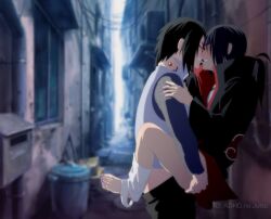 2boys adhd_no_jutsu against_wall akatsuki_(naruto) alley barefoot biting_lip black_hair blush boruto:_naruto_next_generations bottomless bottomless_male brother/brother brother_and_brother brothers clenched_teeth cloak clothed_sex endured_face femboy gay grin incest lip_biting male male/female male/male nail_polish naruto naruto_(series) naruto_shippuden outdoor_sex outdoors partially_clothed ring sasuke_uchiha shirt siblings standing standing_sex sweat tied_hair time_paradox uchiha_itachi vest yaoi