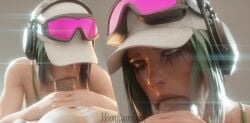 3d 3d_(artwork) animated athletic_female blowjob blowjob_face choking_on_cock deep_throat deepthroat ela_(rainbow_six) face_fucking fellatio female female_focus green_hair human light-skinned_male male male/female moonroomoom no_sound rainbow_six rainbow_six_siege runny_makeup ubisoft video