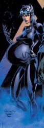 1girls alex_sinclair batman_(series) belly big_belly big_breasts bodysuit catwoman dc_comics edit female female_focus female_only jim_lee jtng23 milf mother pregnant scott_williams screenshot_edit selina_kyle skintight solo