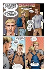 caucasian caucasian_male clothed comic dialogue dilf handjobs_magazine jack_maguire josman josman_comics justin_maguire male male_only muscles muscular muscular_male teen_boy