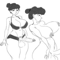 1futa 2021 areolae balls big_balls big_breasts big_penis bra breasts clothed clothing crotchless crotchless_panties erection futa_only futanari human monochrome mostly_nude nightpickle nipples panties penis sketch solo standing tagme thick_thighs wide_hips