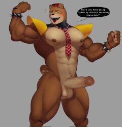 1boy 2022 5_fingers animatronic anthro areola balls bara beefy biceps blush bodily_fluids bracelet clothing daddy dialogue english_text erection fingers five_nights_at_freddy's freddy_fazbear's_pizzeria_simulator fur gay genitals green_eyes hat headgear headwear heart hi_res humanoid_genitalia humanoid_penis jewelry kato200_0 machine male male_only mammal manly multicolored_body multicolored_fur muscular muscular_anthro muscular_male necktie nedd_bear nipples open_mouth pecs penis robot saliva scottgames shoulder_pads signature solo speech_bubble spiked_bracelet spikes teeth text tongue tongue_out tuft two_tone_body two_tone_fur ursid verbal video_games