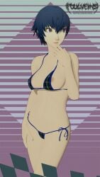 3d atlus blue_eyes blue_hair breasts female female_only foulveins light-skinned_female light_skin persona persona_4 shirogane_naoto solo solo_female tagme