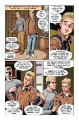 caucasian caucasian_male clothed comic dialogue handjobs_magazine jack_maguire josman josman_comics justin_maguire male male_only muscles muscular muscular_male teen_boy