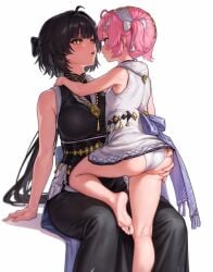 aemeath_(wuthering_waves) after_kiss ass daughter female_rover_(wuthering_waves) mature_female mother mother_and_daughter panties petite_body saliva_trail size_difference soles wuthering_waves