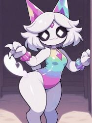 ai_generated animated animated_gif chubby chubby_female cute cute_face cute_girl diamond fat_ass little_woman original_character waifu waifu_night white_body