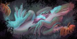 absurd_res astraceta dinosaur disembodied_hand feral ghost_hand hi_res male oral penile prehistoric_species reptile scalie sex solo