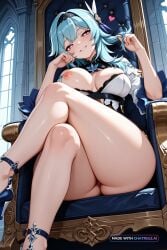 1girl 5_fingers ai_assisted ai_generated big_ass blue_hair bouncing_breasts bra_down crossed_legs detailed_face doggy_style elbow_rest eula_(genshin_impact) foot_focus from_below fucked_into_submission fucked_silly genshin_impact gradient_eyes heart_eyes heart_shaped_pupils looking_at_viewer low_angle pov purple_eyes seductive_look seductive_smile sitting_on_throne skindentation solo thicc_ass thicc_thighs thick_thighs torn_clothes vaginal_sex wants_to_fuck wide_hips