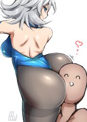 1girls anon ass ass_focus big_ass big_breasts black_legwear breasts hi_res highres huge_ass large_ass leotard massive_ass sakuya_izayoi sideboob tajima_yuuki thick_thighs tight_clothing touhou