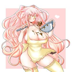 chocolate cooking female huge_breasts itini-sanshi kirakishou long_hair naked_apron pink_hair rozen_maiden tagme