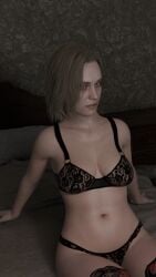 alyssa_ashcroft alyssa_ashcroft_(kate_delic) big_breasts blonde_female blonde_hair lace lingerie milf resident_evil resident_evil_9:_requiem solo tits white_skin