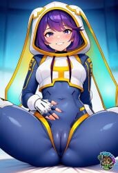 ai ai_art ai_assisted ai_generated ass ass_focus blue_eyes blue_hair bodysuit bunnii_o'hare_(fortnite) bunny_ears bunnysuit cameltoe focus_on_ass fortnite fortnite:_battle_royale huge_ass mixxiru rubbing_pussy surprised surprised_expression tight_clothing