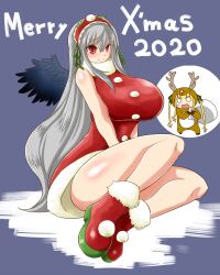 alternate_costume blonde_hair christmas_outfit female huge_breasts itini-sanshi long_hair red_eyes rozen_maiden shinku silver_hair sisters suigintou tagme