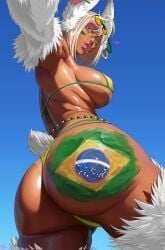 ass ass_focus big_ass big_breasts bikini blonde_hair blue_eyes brazilian brazilian_flag breasts bunny_ears bunny_girl bunny_tail female female_focus female_only glasses heart looking_at_viewer looking_down sky tagme tan_skin tanned_female tanned_skin