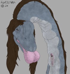 absurd_res age_difference anthro biped blade_(kxybeastar) brachiosaurid brachiosaurus canid canine canis dinosaur duo female female_feral feral hair hi_res hyper hyper_lips internal internal_oral kxybeastar larger_female lips long_hair long_neck looking_at_another looking_at_partner macro macronarian male male/female male_anthro mammal micro mommabearbun_(kxybeastar) neck_bulge older_female prehistoric_species quadruped reptile saurischian sauropod sauropodomorph scalie size_difference smaller_male stuck_in_throat swallowed_alive swallowing thick_lips trapped vore wolf wrinkled_skin wrinkles younger_male
