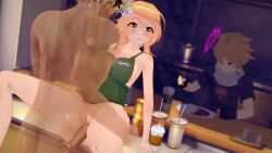 aether_(genshin_impact) bouncing_breasts cum_in_pussy cum_inside cum_leaking female_focus female_moaning genshin_impact light-skinned_female light-skinned_male lumine_(genshin_impact) mikaelya missionary_position muscular_male penis_in_pussy pov pussy_juice_leaking pussy_noise sutekimeppou table_lotus_position tagme video