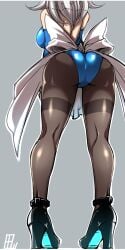 1girls ass ass_focus big_ass black_legwear hi_res highres huge_ass large_ass legs leotard sakuya_izayoi tajima_yuuki thick_thighs tight_clothing touhou transparent_background