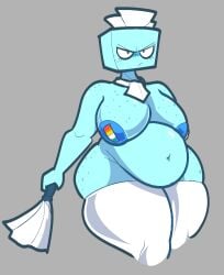 2d 2d_(artwork) bandage bandage_on_nipple breasts breasts_out briggeybruh color colored dandy's_world fat fat_belly fat_female feather_duster freckles freckles_on_ass freckles_on_breasts freckles_on_shoulders legwear maid maid_headdress naked neckerchief roblox roblox_game tagme thighhighs thighs tisha_(dandy's_world)