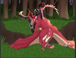 anthro big_penis bodily_fluids bound centaur chain chained cum cum_inside dragon duo equid equid_taur european_mythology feral genital_fluids genitals greek_mythology humanoid_taur k3nzyl_n0ir machine male male/male mammal mammal_taur mythological_creature mythological_scalie mythology penis protogen protogen_taur red_body scalie size_difference standing taur