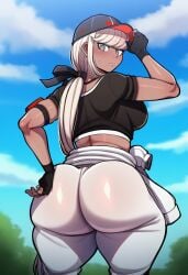 1girls ai ai_generated ass_focus back_view behind_view big_ass big_butt bubble_ass bubble_butt female female_focus female_only looking_at_viewer novelai the_hundred_line_-last_defense_academy- thick_thighs tsubasa_kawana