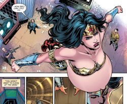 belly big_belly big_breasts black_hair breasts cleavage dc_comics edit female jtng23 pregnant screenshot_edit wonder_woman wonder_woman_(series)