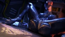 1boy 1girls 3d after_rape alien alien/human alien_girl big_breasts blue_eyes blue_skin breasts female human male squarepeg3d thick_thighs wide_hips