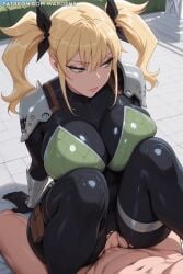 1girl 1girls ai_generated big_breasts blonde blonde-haired_female blonde_female blonde_hair blonde_hair_female bodysuit boobs breasts commission commission_art commissioner_upload female female_focus girl green_eyes kaiju_no.8 kikoru_shinomiya large_breasts lips makeup ripped_bodysuit ripped_clothing stable_diffusion tagme tits twintails twintails_(hairstyle) uncensored wardens watermark