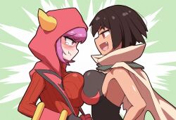 2022 2girls big_breasts breast_contest breast_to_breast breasts courtney_(pokemon) courtney_(pokemon_oras) female_only kurachi_mizuki pokemon pokemon_oras symmetrical_docking tagme zinnia_(pokemon)