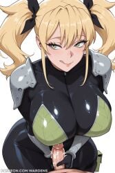 1girl 1girls ai_generated big_breasts blonde blonde-haired_female blonde_female blonde_hair blonde_hair_female bodysuit boobs breasts commission commission_art commissioner_upload female female_focus girl green_eyes kaiju_no.8 kikoru_shinomiya large_breasts lips makeup ripped_bodysuit ripped_clothing stable_diffusion tagme tits twintails twintails_(hairstyle) uncensored wardens watermark