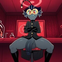 1:1 2026 ai_generated amazon_prime anglerfish antennae antennae_(anatomy) anthro aquatic arms_crossed balls baxter_(hazbin_hotel) big_balls big_penis black_boots black_gloves blue_hair blue_sclera boots bottomless bottomless_anthro bottomless_male civitai coat crossed_arms demon demon_boy fish fish_boy fish_demon flaccid furry furryainudes gills glistening glistening_balls glistening_body glistening_legs glistening_penis glistening_scales glistening_thighs googles grey_body grey_scales hazbin_hotel hazbin_hotel_(season_2) hi_res huge_balls huge_penis humanoid_penis illustrious_(stable_diffusion) inside large_penis looking_at_viewer male marine penis red_eyes sharp_teeth sitting solo solo_focus spread_legs stable_diffusion teeth thick_thighs thunder_thighs vivienne_medrano vivziepop