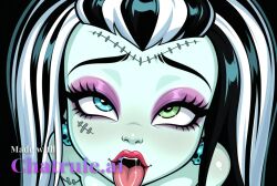 1girl ahegao_face ai_assisted ai_generated aqua_skin beautiful_eyes black_hair blue_eyes detailed_face frankie_stein green_eyes heterochromia high_angle huge_eyes jewelry lipstick long_hair makeup multicolored_hair naked petite_breasts shiny_skin small_breasts stitches streaked_hair visible_breasts visible_nipples white_hair