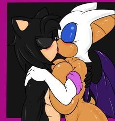 anthro big_breasts breasts duo female french_kissing kissing male nude nuke_the_hedgehog rouge_the_bat sega sonic_the_hedgehog_(series) soulyagami64