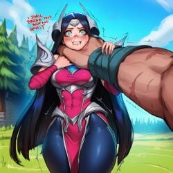 1boy 1girls ai ai_assisted ai_generated caught defeated dialogue domination hand_on_throat heroine heroine_in_trouble imminent_rape imminent_sex ionian irelia_xan league_of_legends noxian_soldier prussia123 sexy sexy_body sexy_clothing sexy_female sion strangling
