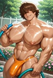 1boy 1male abs ai_generated anonymous_male ass attractive attractive_male balls bara bara_body beautiful beautiful_male big_balls big_muscles big_nipples big_pecs big_penis big_testicles brown_eyes brown_hair bulge bulge_through_clothing civitai day daytime detailed_background eloyca erection freckles freckles_on_body freckles_on_chest freckles_on_face gorgeous handsome handsome_man hose hot hot_as_fuck male male_focus male_only muscle muscles muscular muscular_arms muscular_legs muscular_male muscular_thighs navel nipples open_mouth orange_swimwear orange_underwear outdoors pecs penis perfect perfect_body pubic_hair sexy sexy_body sexy_male shiny_skin short_hair solo standing swimwear tanned tanned_skin teeth testicles throbbing_penis underwear water wet wet_body