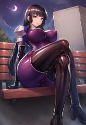 ai_generated big_ass civitai huge_breasts impossible_clothes kamori_sayaka latex_clothing latex_gloves latex_legwear latex_thighhighs nun nun_outfit purple_bodysuit rindou_aya_style shiny_clothes voluptuous