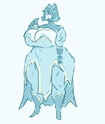 areola_slip avery_(niftytoast) big_breasts breasts catgirl fangs female niftytoast solo thick_thighs vampire wide_hips