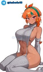 ai_generated amber_(brawl_stars) ass boobs brawl_stars orange_hair sexy supercell sweater tagme white_background