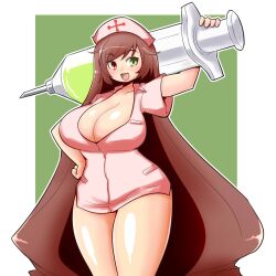 big_ass brown_hair female heterochromia huge_breasts itini-sanshi long_hair nurse rozen_maiden suiseiseki syringe tagme thick_thighs very_long_hair wide_hips