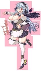 alternate_costume cleavage female huge_breasts itini-sanshi maid rozen_maiden silver_hair suigintou tagme wings