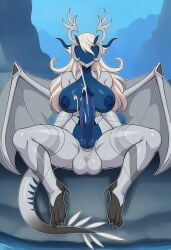 ai_generated anthro anthro_female big_breasts claws corrin_(fire_emblem) corrin_(fire_emblem)_(female) cumming curvy dragon dragon_girl dragon_penis erection eyaculation fire_emblem fire_emblem_fates futa futa_only futanari knotted_penis open_legs sitting solo solo_female tail testicles wings