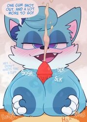 blush blushing bubsy bubsy_(series) bubsy_4d bubsy_bobcat crushpepper cum furry hearing_aid oblivia_(bubsy) titfuck titjob