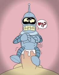 abdominal_bulge ambiguous_penetration animate_inanimate balls bender_bending_rodriguez bodily_fluids cum duo fondling_internal_bulge futurama genital_fluids genitals heart_symbol human humanoid_genitalia humanoid_penis interrobang larger_human larger_male living_plushie looking_at_viewer male male/male male_only negaposi non-human penetration penis pictographics plushie plushophilia red_heart sex size_difference smaller_male speech_bubble stitch_(sewing)