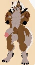 alpha_male bara bara_body bara_tiddies bara_tits furry fursona gay lycanroc men pokemon pokemon_(species) pokemon_sun_and_moon