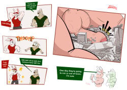 2024 absurd_res anthro balls big_balls big_penis body_hair bottomwear building canid canine city city_destruction city_scape cityscape clothed clothed_anthro clothed_male clothing comic destruction dialogue domestic_pig drunk dudenahuel elbow_hair english_text erection fully_clothed fully_clothed_anthro fully_clothed_male fur genitals green_clothing green_shirt green_topwear grey_body grey_bottomwear grey_clothing grey_fur grey_pants group hair_elbows hairy_armpits hairy_balls hat headgear headwear hi_res hungover lagomorph larger_anthro larger_male leporid lgbt_pride lgbt_pride_month macro male mammal maned_wolf nude nude_anthro nude_male pants penis pink_nose profanity property_damage rabbit red_clothing red_hat red_headwear red_shirt red_topwear richard_(dudenahuel) roy_(dudenahuel) samuel_(dudenahuel) shirt size_difference sleeping smaller_male substance_intoxication suid suine sus_(pig) text text_box topwear trio white_body white_fur yorkshire_pig