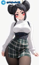 ai_generated black_body black_hair brawl_stars kaze_(brawl_stars) sexy smile tagme teacher thighs white_background