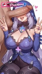 1boy 1girl 2026 ai_generated artist_name big_breasts big_chest big_tits black_swan_(honkai:_star_rail) boobs breasts bust busty chest clothed_female_nude_male cock dick double_v erection heart hetero hi_res high_quality highres honkai:_star_rail large_breasts long_hair nail_polish nude patreon patreon_username penis penis_awe penis_on_face pinkname sweat testicles tits tongue_out v w watermark